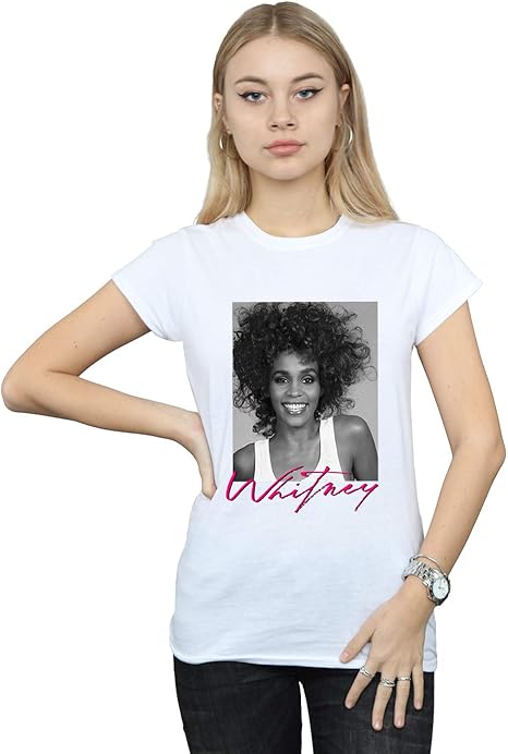 Gildan Camiseta con fotografía de la sonrisa de Whitney Houston para mujer - Quierox - Tienda Online