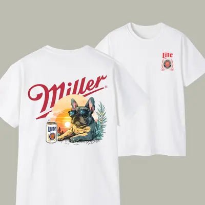 GILDAN Camiseta de manga corta para hombre con el logo de Miller Light - Quierox - Tienda Online