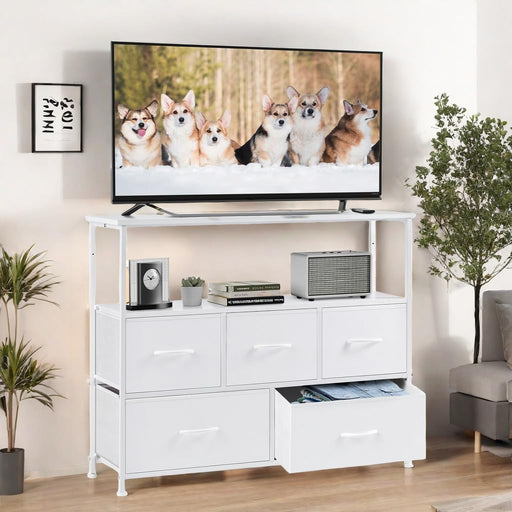 GlasFlength Soporte de TV para televisión, moderno con almacenamiento de tela - Quierox - Tienda Online