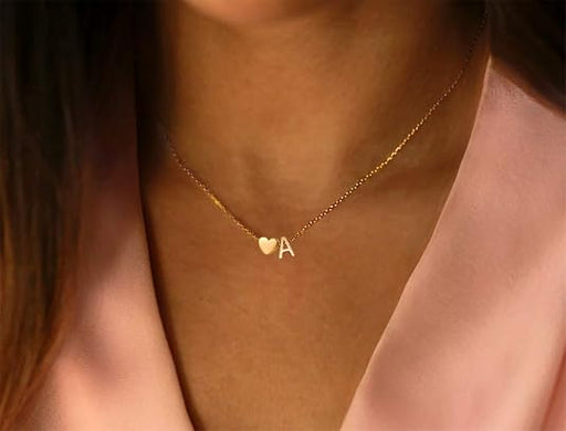 Glimmerst Collar de Corazón con Inicial de Acero Inoxidable - Quierox - Tienda Online