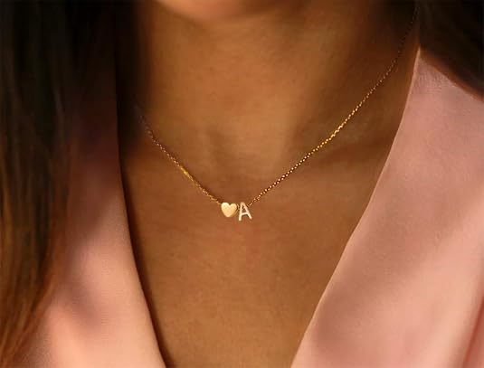 Glimmerst Collar de Corazón con Inicial de Acero Inoxidable - Quierox - Tienda Online