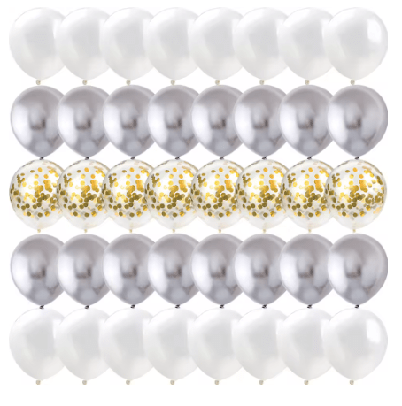 Globos de confeti de Metal blanco y plateado - Quierox - Tienda Online