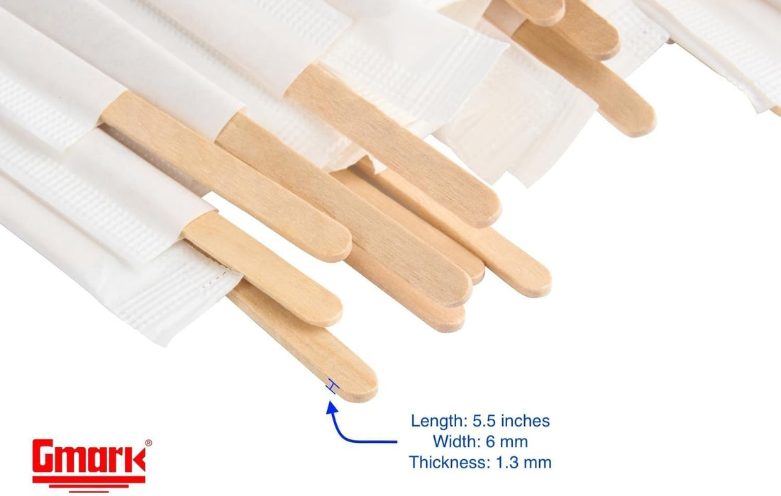 Gmark 500 Palitos de café de madera envueltos individualmente, 7 pulgadas de largo - Quierox - Tienda Online