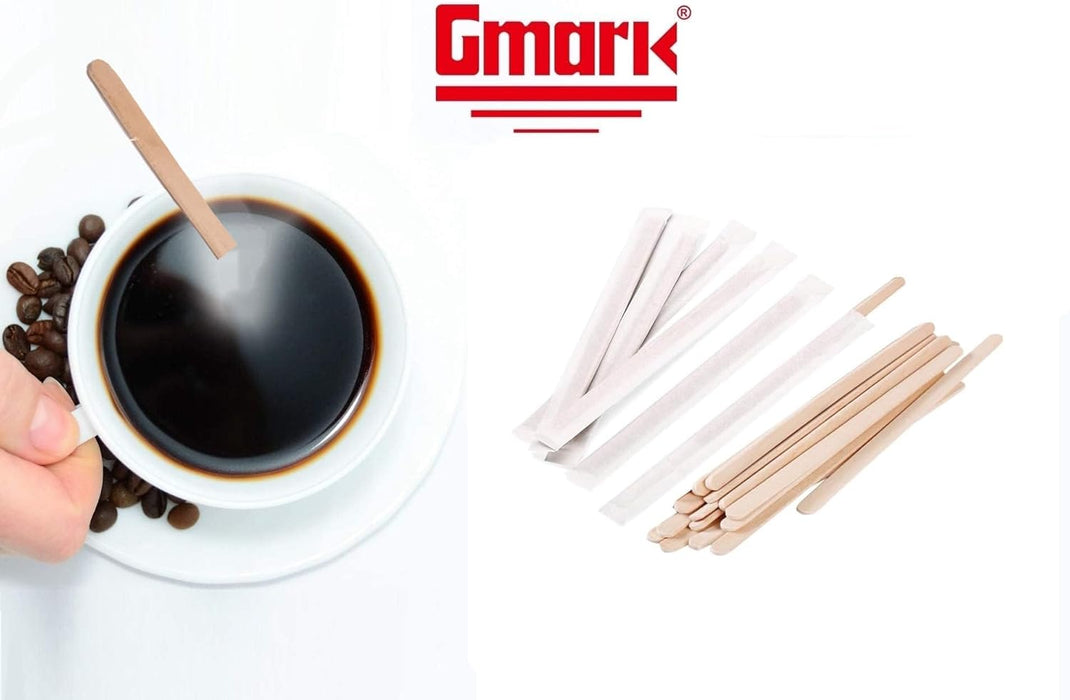 Gmark 500 Palitos de café de madera envueltos individualmente, 7 pulgadas de largo - Quierox - Tienda Online