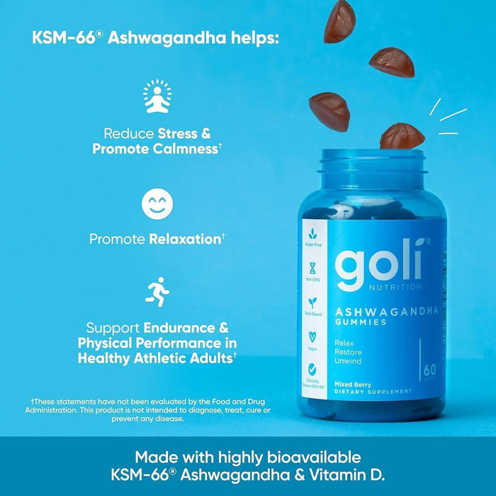 Goli® Ashwagandha & Vitamina D Gummy – 60 unidades – Relájate. Restore. Desenrollar. - Quierox - Tienda Online