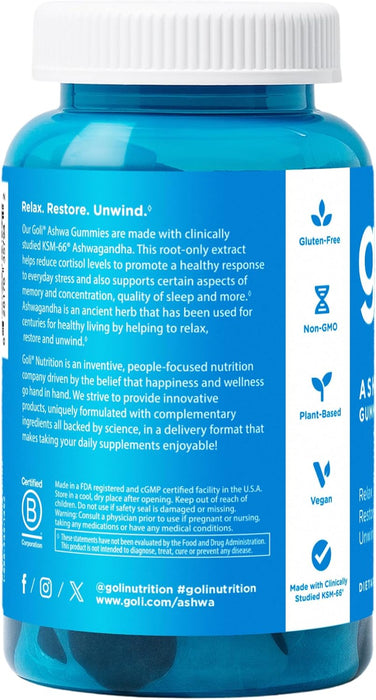 Goli® Ashwagandha & Vitamina D Gummy – 60 unidades – Relájate. Restore. Desenrollar. - Quierox - Tienda Online