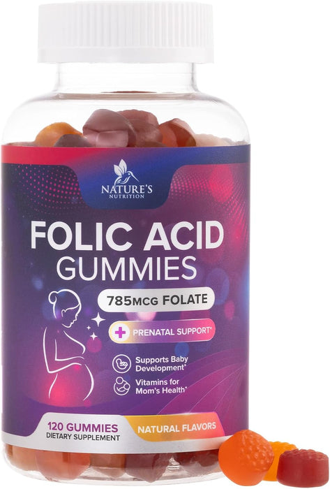 Gomitas de ácido fólico para mujeres 785 mcg - Vitaminas prenatales esenciales para mamá y bebé - Quierox - Tienda Online