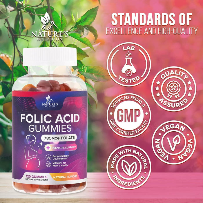 Gomitas de ácido fólico para mujeres 785 mcg - Vitaminas prenatales esenciales para mamá y bebé - Quierox - Tienda Online