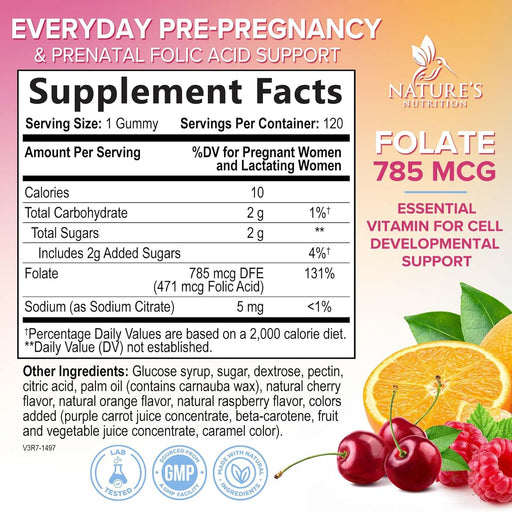 Gomitas de ácido fólico para mujeres 785 mcg - Vitaminas prenatales esenciales para mamá y bebé - Quierox - Tienda Online