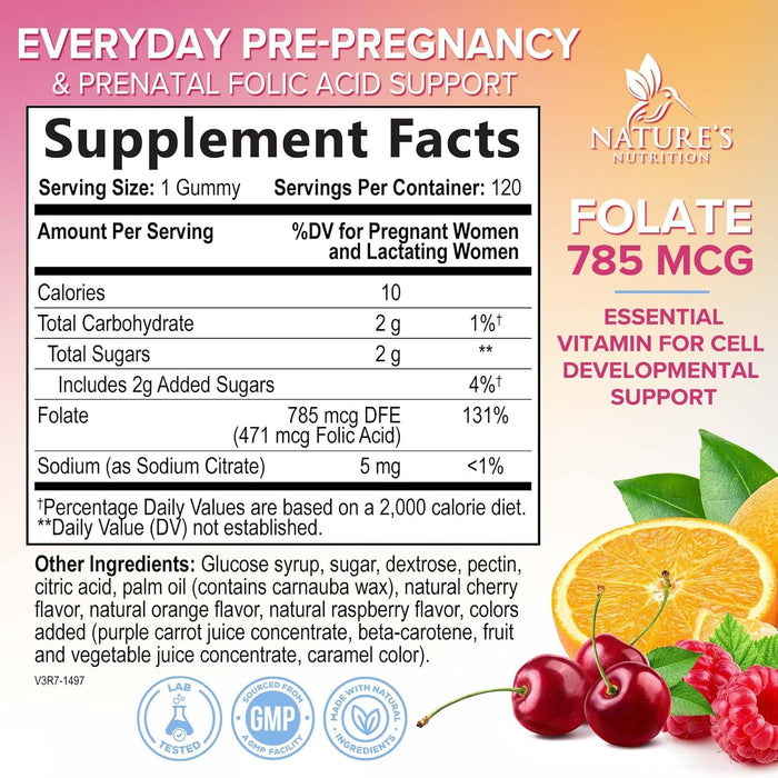 Gomitas de ácido fólico para mujeres 785 mcg - Vitaminas prenatales esenciales para mamá y bebé - Quierox - Tienda Online