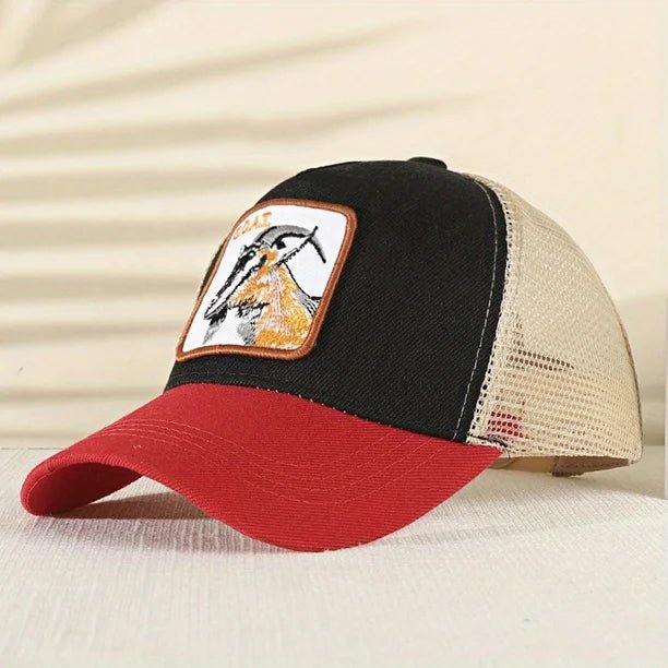 Gorra de béisbol bordada de cabra Gorra con visera de animal de malla de verano - Quierox - Tienda Online
