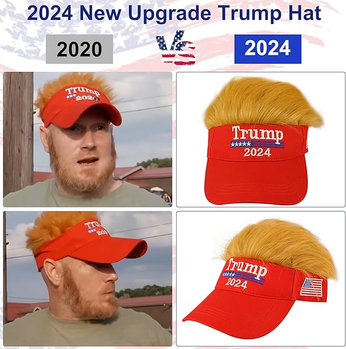 Gorra Trump 2024 - Gorra MAGA con disfraz de Trump, peluca, sombrero bordado - Quierox - Tienda Online