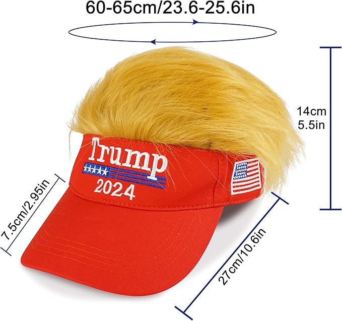 Gorra Trump 2024 - Gorra MAGA con disfraz de Trump, peluca, sombrero bordado - Quierox - Tienda Online