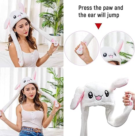 Gorro de conejo con orejas móviles y saltadores de Umbresen gorro de peluche divertido para niños - Quierox - Tienda Online