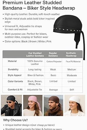 Gorro de cuero de oveja en piel de oveja en negro Sudor Head Wraps Studded - Quierox - Tienda Online
