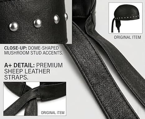 Gorro de cuero de oveja en piel de oveja en negro Sudor Head Wraps Studded - Quierox - Tienda Online