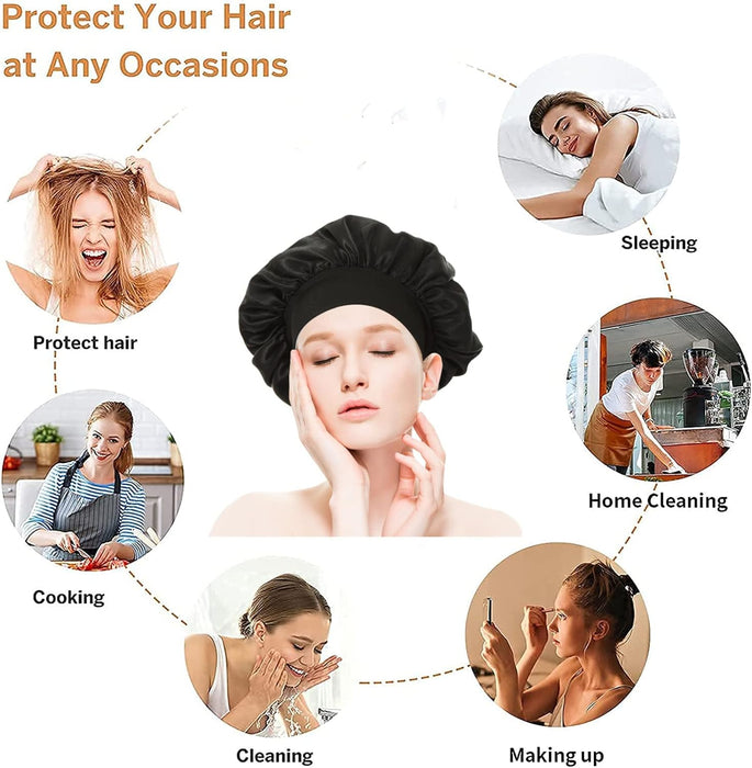 Gorro de Dormir de Satén, de Noche, de Banda Ancha Elástica Cubierta de Cabeza - Quierox - Tienda Online