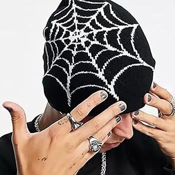 Gorro de estilo callejero para hombres con estampado de tela de araña de Halloween - Quierox - Tienda Online