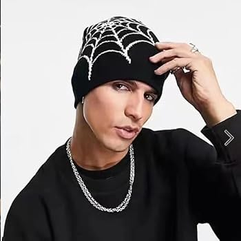 Gorro de estilo callejero para hombres con estampado de tela de araña de Halloween - Quierox - Tienda Online