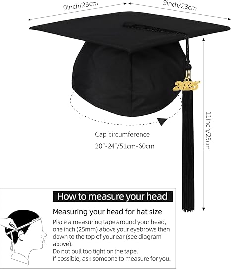 Gorro de graduación unisex Newrara con acabado mate y borla año 2025 - Quierox - Tienda Online