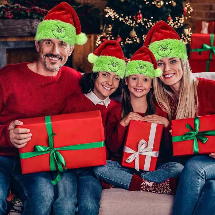 Gorro de Papá Noel unisex para adultos del Grinch de terciopelo - Quierox - Tienda Online