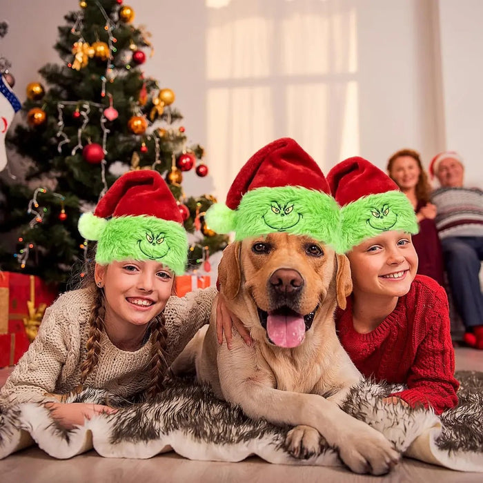 Gorro de Papá Noel unisex para adultos del Grinch de terciopelo - Quierox - Tienda Online
