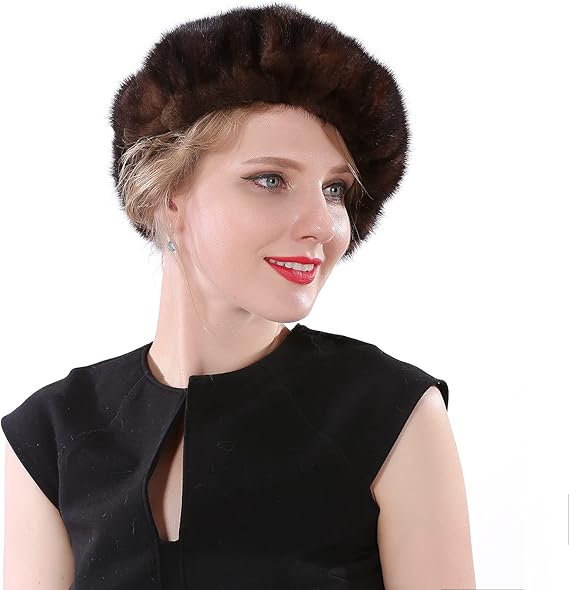 Gorro de piel de invierno para mujer, cálido gorro de piel de visón auténtica de punto - Quierox - Tienda Online