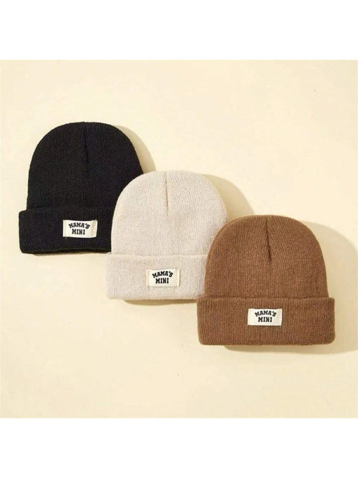 Gorro de punto para niños de 3 piezas, color liso, ideal para el invierno, cálido y cómodo. - Quierox - Tienda Online
