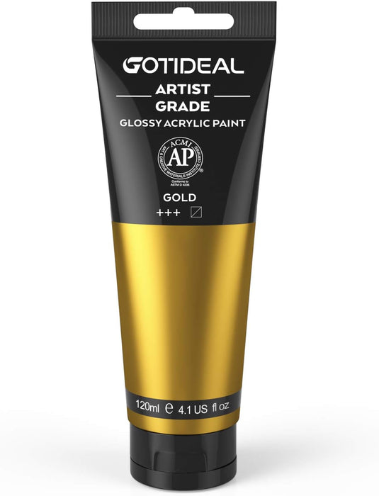 GOTIDEAL - Juego de pinturas acrílicas, tubos de 4.1 oz (120 ml), color gold trasparente - Quierox - Tienda Online