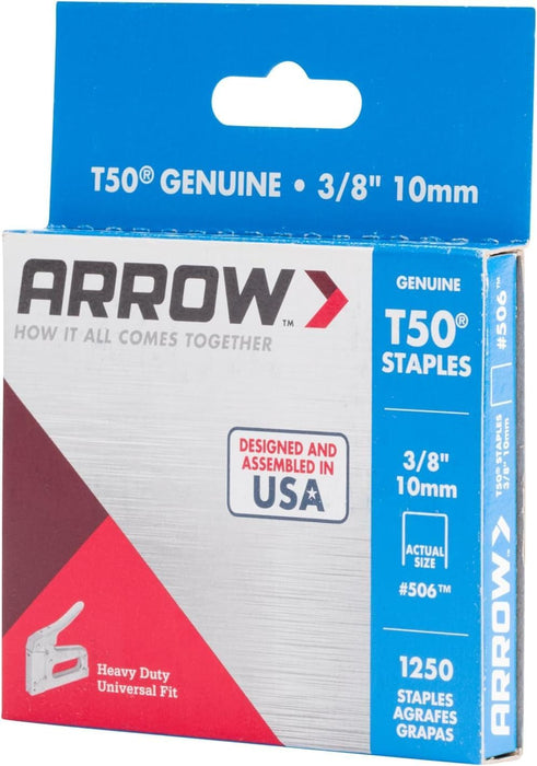 Grapas Arrow Fastener 506 T50 originales de 3/8 pulgadas, paquete de 1250 - Quierox - Tienda Online
