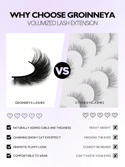 GROINNEYA 7 pares de pestañas postizas, pestañas de ojo de gato, pestañas de visón sintético - Quierox - Tienda Online