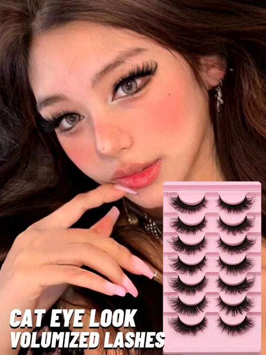 GROINNEYA 7 pares de pestañas postizas, pestañas de ojo de gato, pestañas de visón sintético - Quierox - Tienda Online