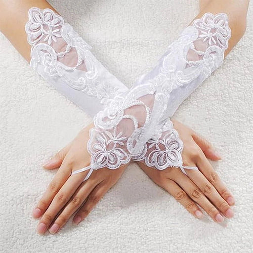 Guantes de encaje con perlas de imitación sexys para mujer,sin dedos - Quierox - Tienda Online