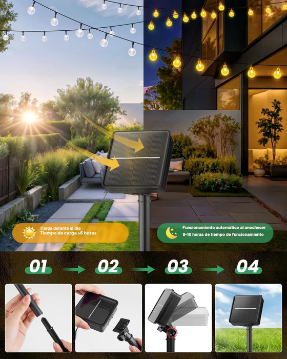 Guirnalda de luces solares para exteriores, luces de hadas solares con 8 modos - Quierox - Tienda Online