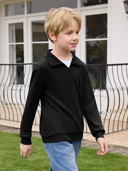 Haloumoning Sudadera de manga larga con cremallera de un cuarto para niños, de 5 a 14 años - Quierox - Tienda Online