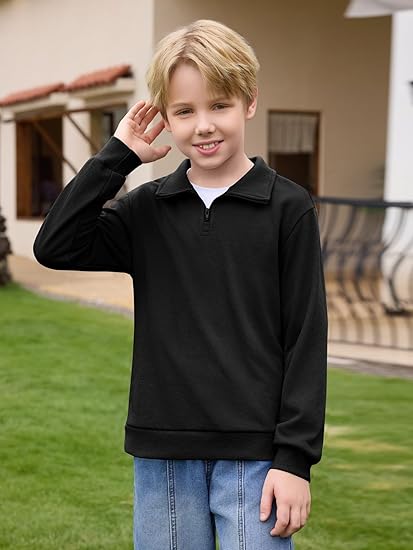 Haloumoning Sudadera de manga larga con cremallera de un cuarto para niños, de 5 a 14 años - Quierox - Tienda Online