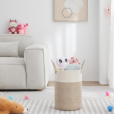 Hamper de lavandería alto, cesta de almacenamiento de cuerda tejida para manta, juguetes - Quierox - Tienda Online