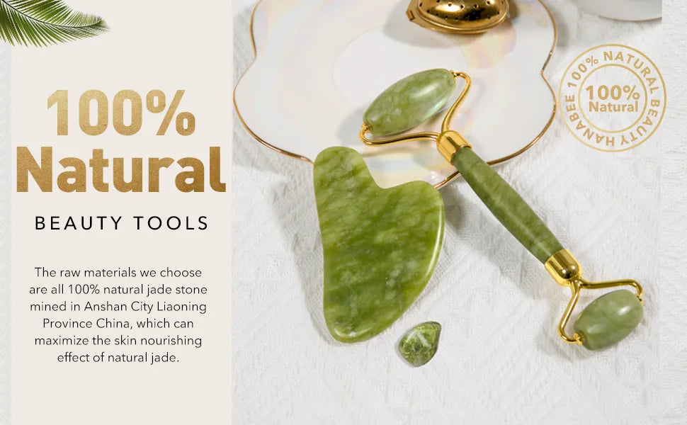 HANABEE Rodillo facial y herramienta de masaje Gua Sha