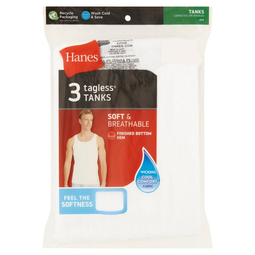 Hanes Camisetas sin mangas blancas acanaladas para hombre , paquete de 3 - Quierox - Tienda Online