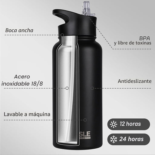 HASLE OUTFITTERS - Botella de agua deportiva con aislamiento de doble pared - Quierox - Tienda Online