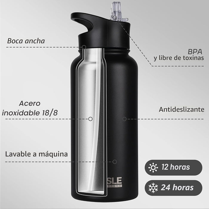 HASLE OUTFITTERS - Botella de agua deportiva con aislamiento de doble pared - Quierox - Tienda Online