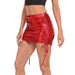 HDE Falda mini ajustada para mujer color rojo metalizado brillante con cordón ajustable - Quierox - Tienda Online