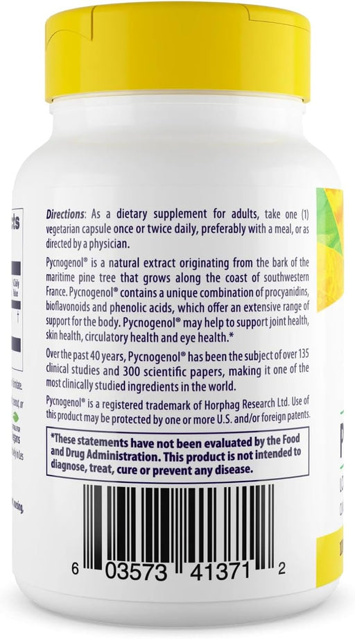 Healthy Origins Pycnogenol 100 mg - Extracto de corteza de pino premium 120 cápsulas vegetales - Quierox - Tienda Online
