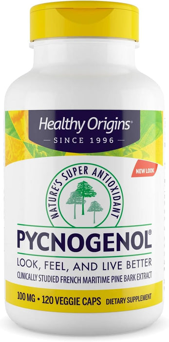 Healthy Origins Pycnogenol 100 mg - Extracto de corteza de pino premium 120 cápsulas vegetales - Quierox - Tienda Online