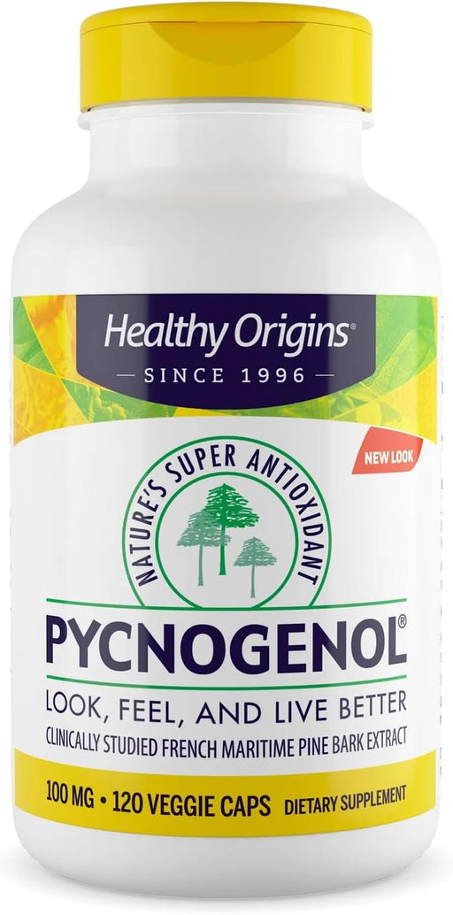 Healthy Origins Pycnogenol 100 mg - Extracto de corteza de pino premium 120 cápsulas vegetales - Quierox - Tienda Online