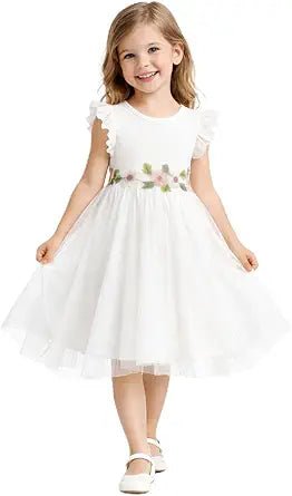 HILEELANG, Vestido de tutú de tul con flores pequeñas para niña - Quierox - Tienda Online