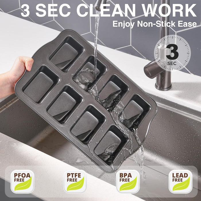 HONGBAKE Paquete de 2 mini moldes para hornear pan de 8 cavidades, molde pequeño antiadherente para pan de maíz - Quierox - Tienda Online