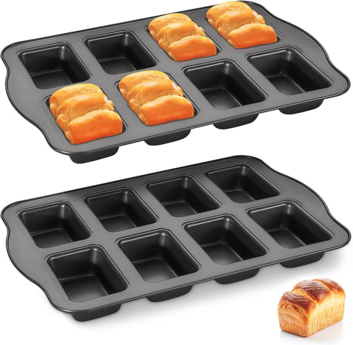 HONGBAKE Paquete de 2 mini moldes para hornear pan de 8 cavidades, molde pequeño antiadherente para pan de maíz - Quierox - Tienda Online