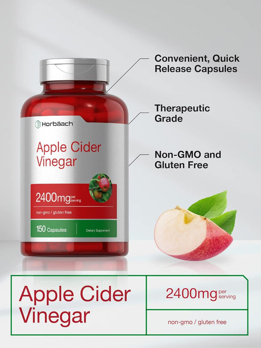 Horbaach Cápsulas de vinagre de sidra de manzana, 2400 mg, 150 píldoras - Quierox - Tienda Online