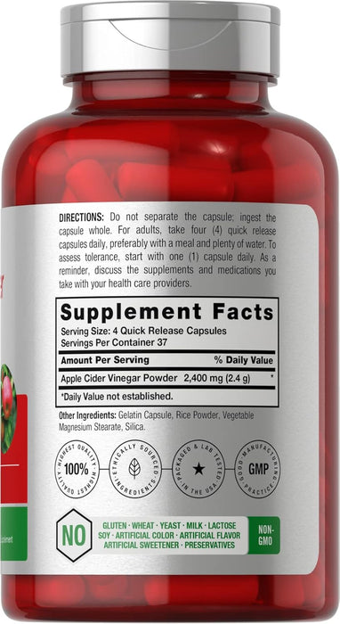 Horbaach Cápsulas de vinagre de sidra de manzana, 2400 mg, 150 píldoras - Quierox - Tienda Online